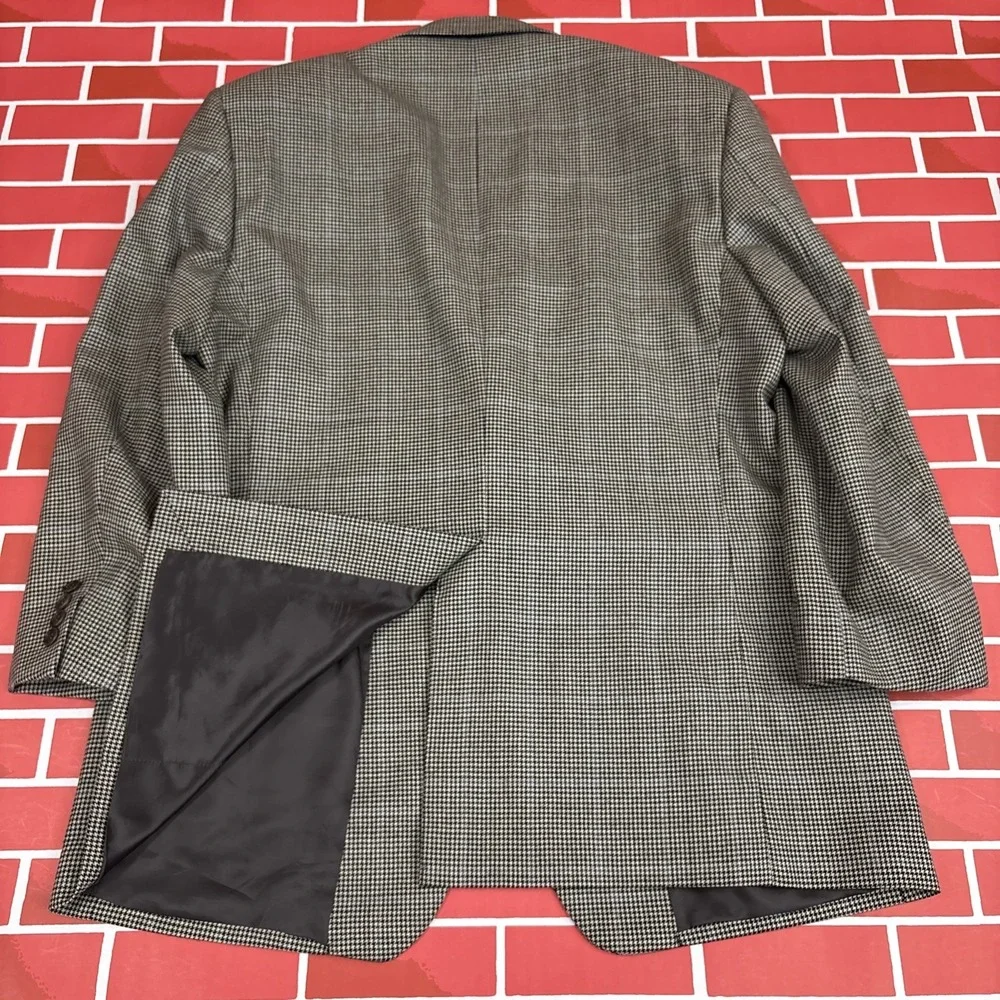Brooks Brothers  Blazer Sport Coat Mens 44R Wool Houndstooth Tweed Made In Italy